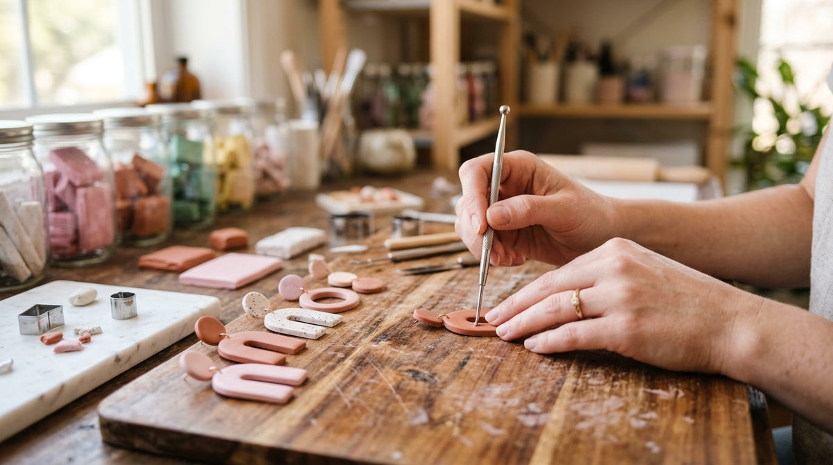 Moderne Ohrringe aus Polymer Clay