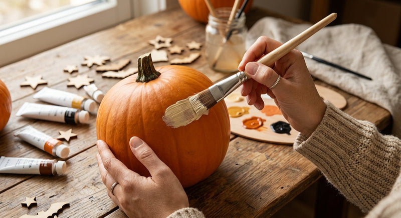 Consigli creativi per decorare le zucche: usa decorazioni in legno e colori a tempera