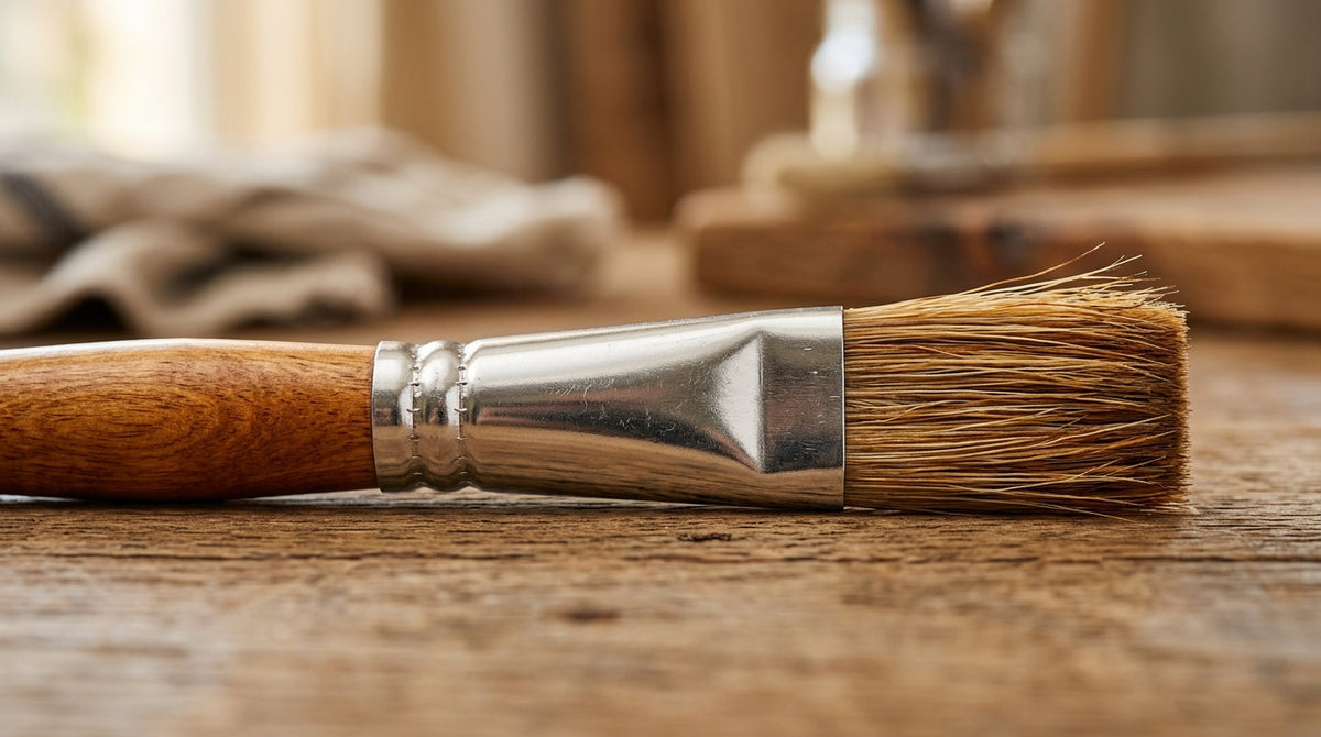 Anatomie eines Malpinsels mit beschrifteten Teilen