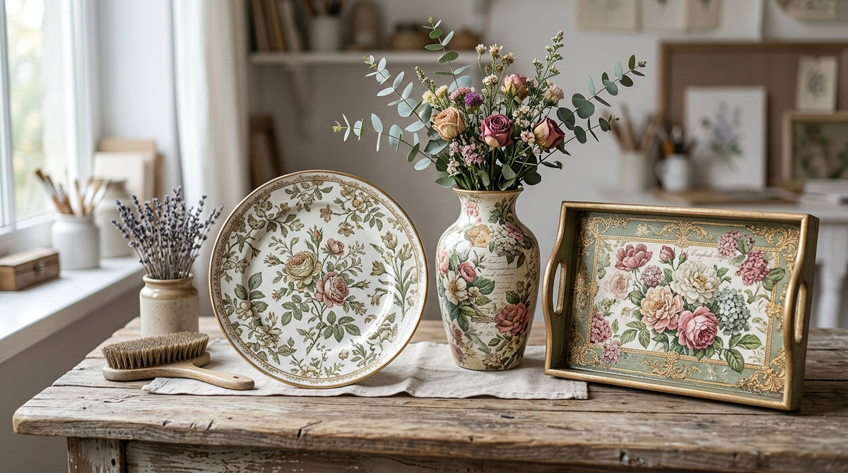 Decoupage-Technik mit Servietten und Bastelzubehör