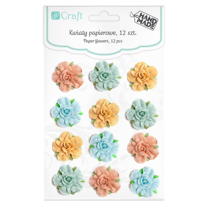3D papierové pastelové kvety / 12 dielna sada