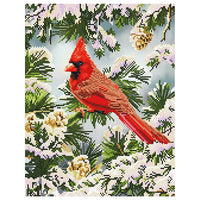 Комплект с перли Diamond Painting - Кардиналът носи щастие 35,5 х 35,5 см