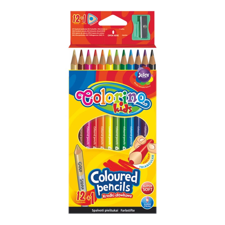 Dreieckige Colorino Buntstifte mit Spitzer 12 Stück | ARTMIE
