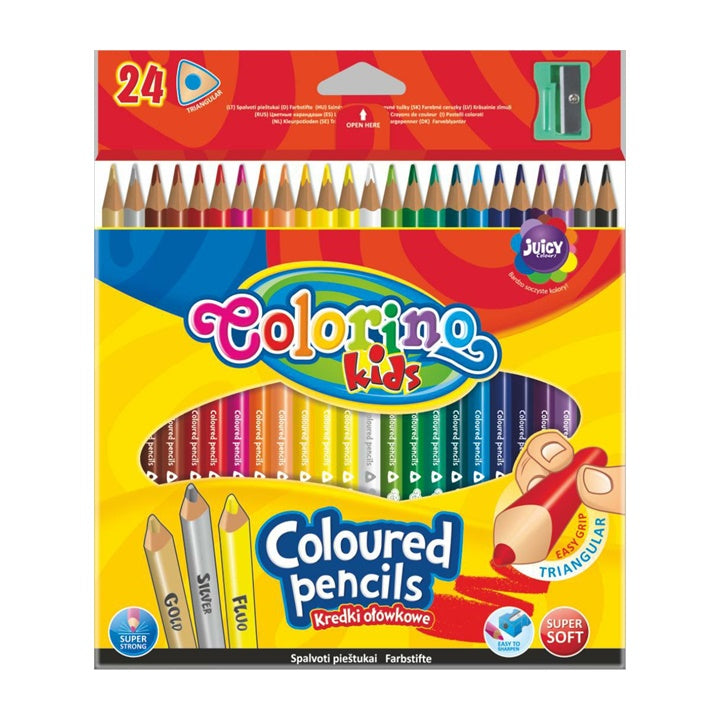 Dreieckige Colorino Buntstifte mit Spitzer, 24 Stück | ARTMIE