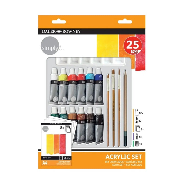 Σετ ακρυλικών Daler Rowney με αξεσουάρ 25 τεμ.