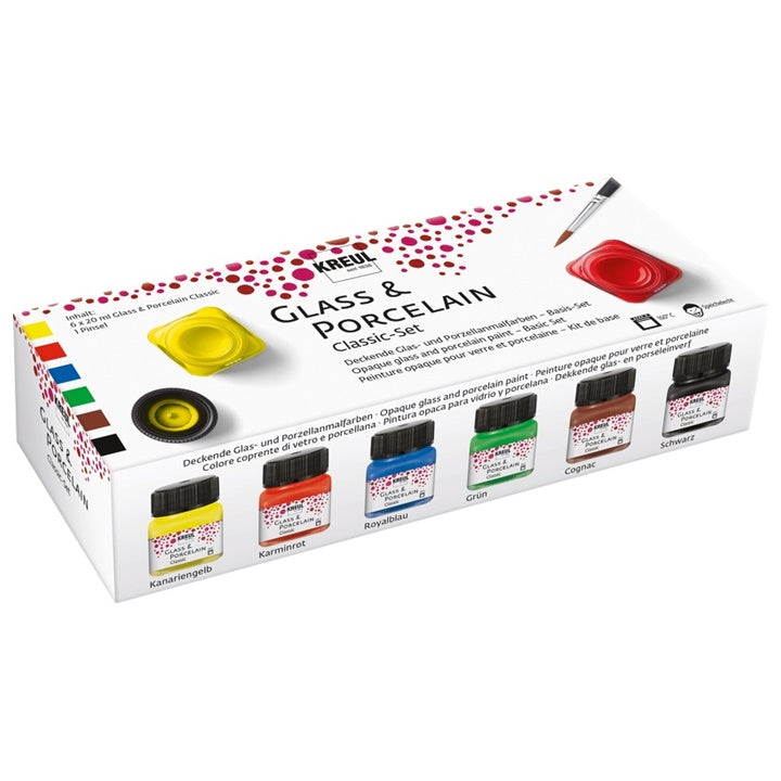 Χρώματα για πορσελάνη Brillant Hobby Line - σετ 6 x 20 ml και πινέλο