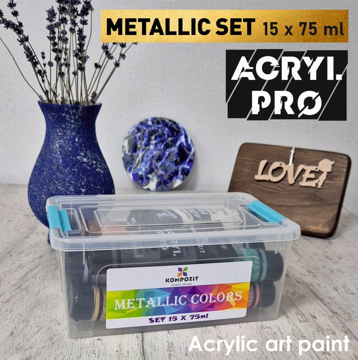 Set metallischer Acrylfarben ACRYL PRO Kompozit 15x75 ml – Detailansicht 2 | ARTMIE
