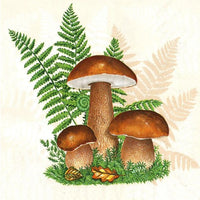 Χαρτοπετσέτες για ντεκουπάζ Boletus with Leaves of Fern - 1 τεμάχιο