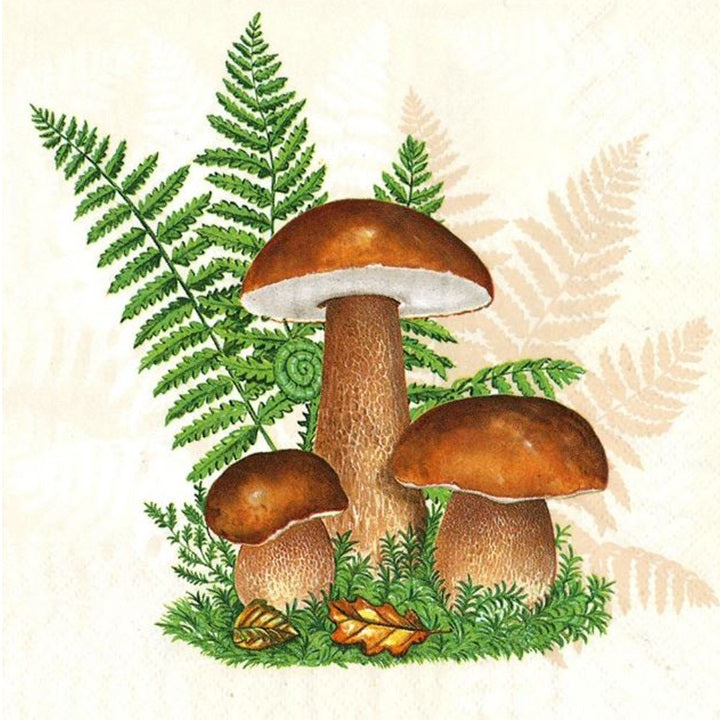 Χαρτοπετσέτες για ντεκουπάζ Boletus with Leaves of Fern - 1 τεμάχιο