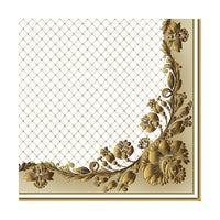 Еко салфетка за декупаж Gold Frame and Net on Beige - 1 брой