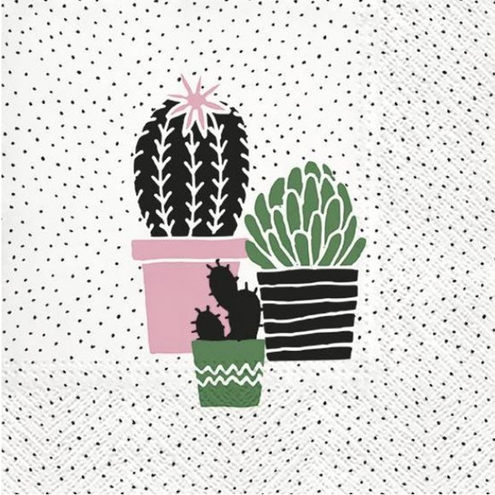 Χαρτοπετσέτες για ντεκουπάζ Cactus on Dots rose 1 τεμάχιο