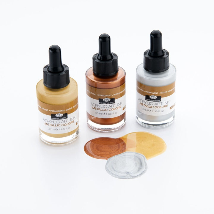 Ακρυλικό μελάνι Royal & Langnickel μεταλλικά χρώματα 3 x 30 ml