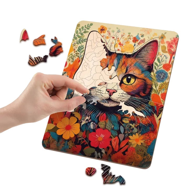 Puzzle di legno del gatto con forme uniche 130 pezzi