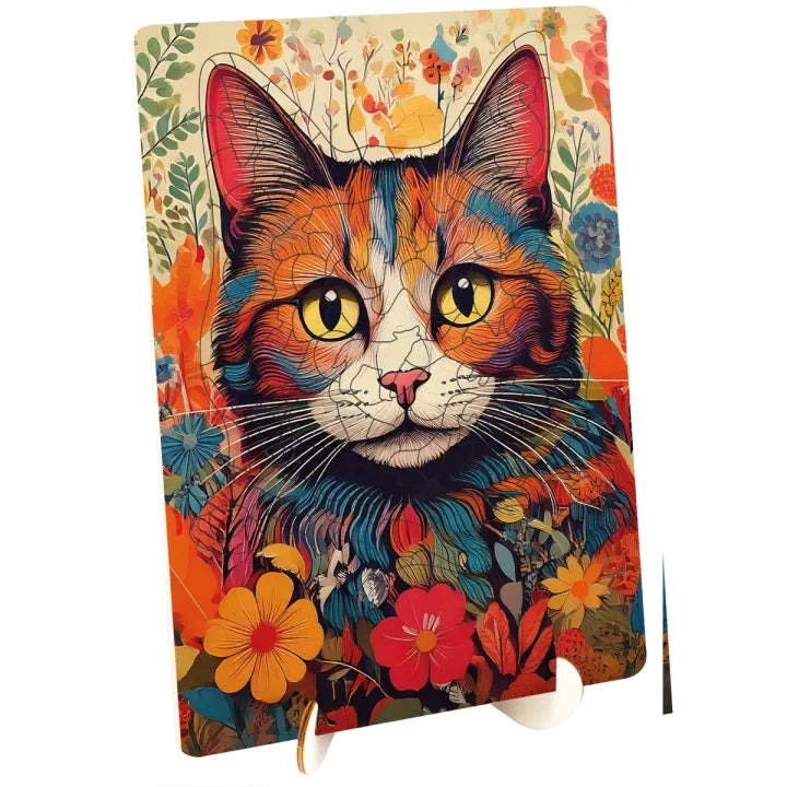 Puzzle di legno del gatto con forme uniche 130 pezzi