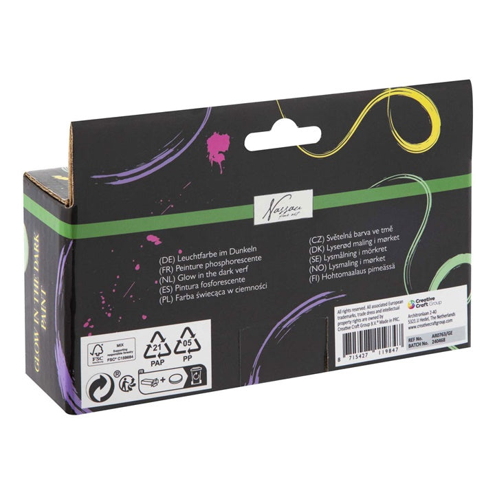 Glow in the Dark Acrylfarben-Set Nassau 4 x 60 ml – Detailansicht 2 | ARTMIE