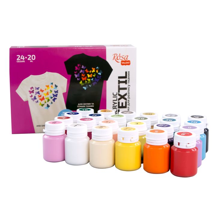 HEART ROSA TALENT Σετ ακρυλικών χρωμάτων για υφάσματα 24x20 ml