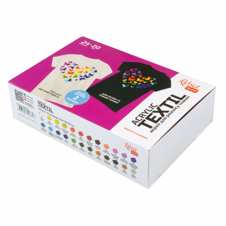 HEART ROSA TALENT Σετ ακρυλικών χρωμάτων για υφάσματα 24x20 ml