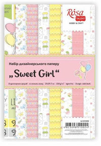 Σετ χαρτιού scrapbooking Sweet Girl 21 x 29,7 cm | 8 φύλλα