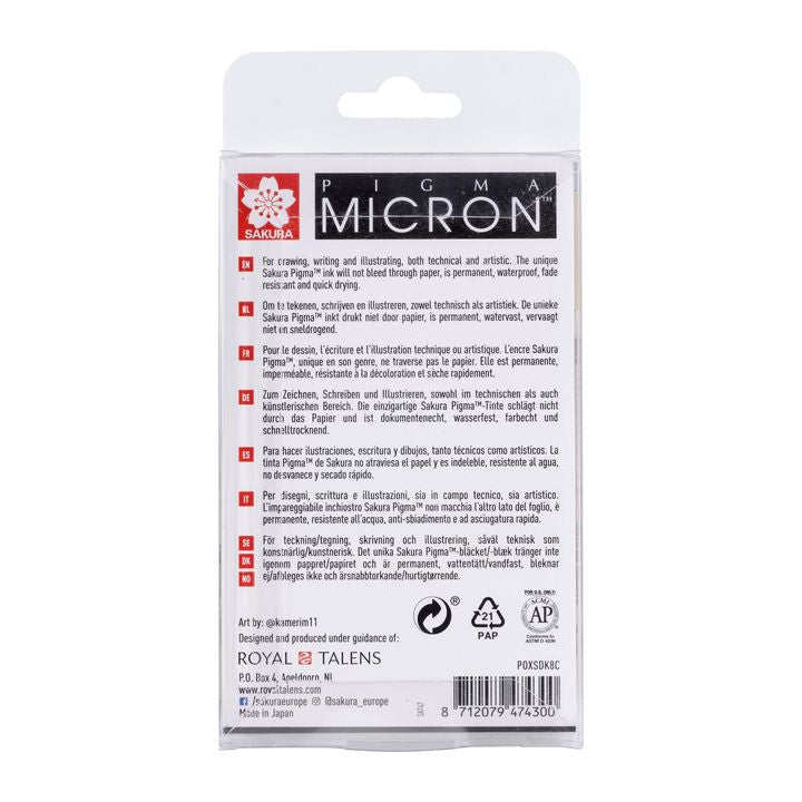 Satz technischer Stifte Sakura Pigma Micron Grautöne 8 Stück – Detailansicht 3 | ARTMIE