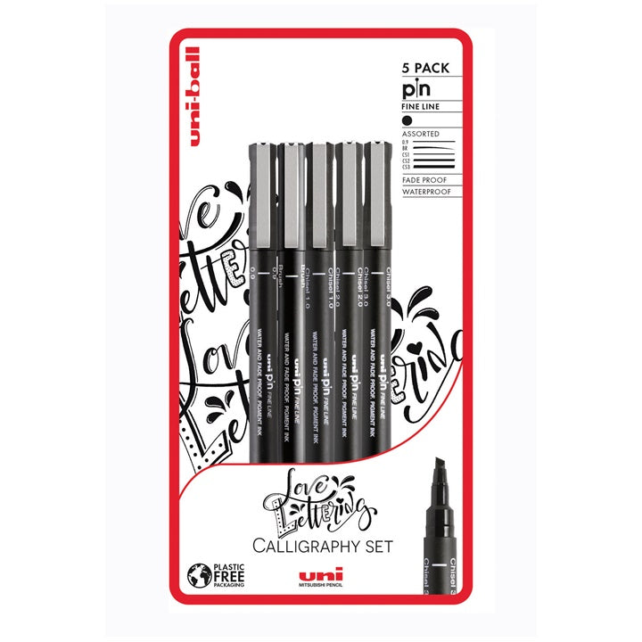 Satz UNI PIN Marker fineliner Love Lettering 5 Stück | ARTMIE