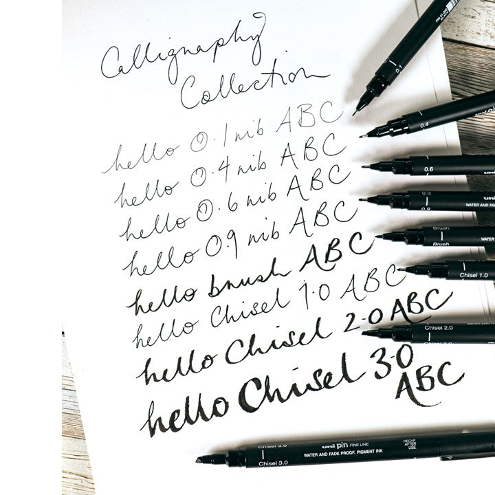 Set UNI PIN fineliner Kalligraphie-Marker 8 Stück – Detailansicht 3 | ARTMIE