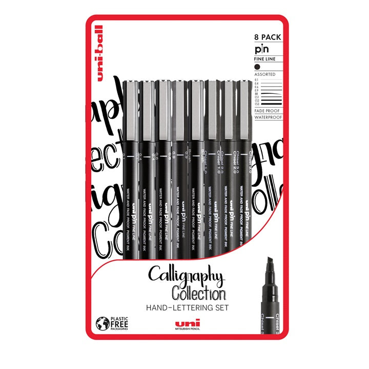 Set UNI PIN fineliner Kalligraphie-Marker 8 Stück | ARTMIE