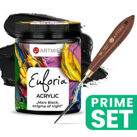 ARTMIE Euforia Mars Nero Set di colori acrilici e coltelli per tavolozza
