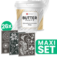 Ανάγλυφη πάστα ARTMIE BUTTER + σετ στένσιλ για ζωγραφική μοτίβο FOLK ART - 26 τεμάχια