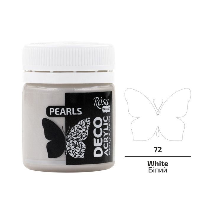 ROSA TALENT Perlmutt-Acrylfarbe für Dekorationen 20 ml | verschiedene Farbtöne | 72 Weiß