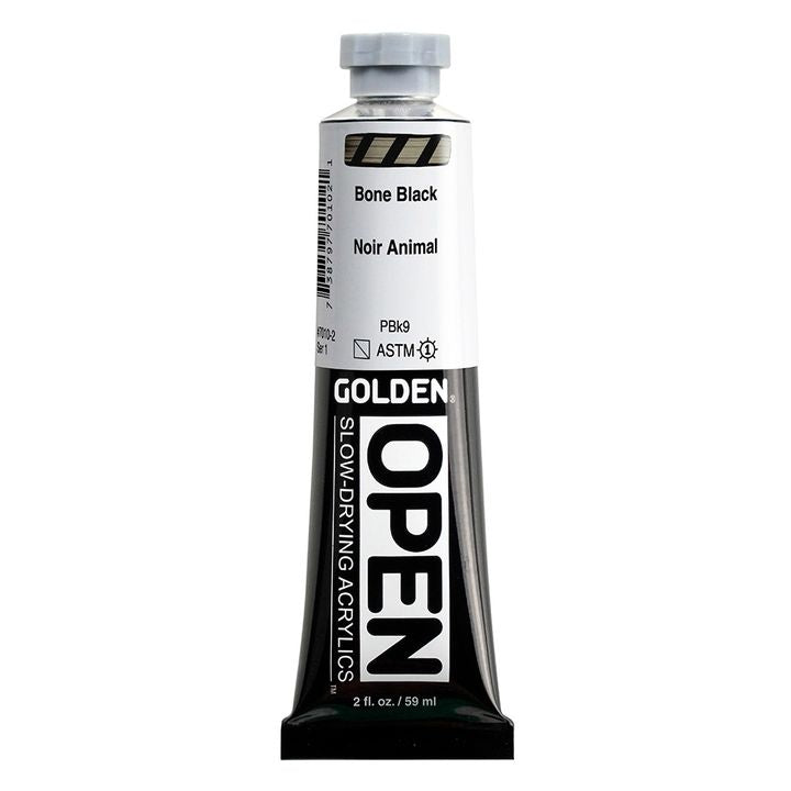 GOLDEN OPEN Slow-Drying Acrylfarbe 59 ml | verschiedene Farbtöne | 7010 Knochenschwarz