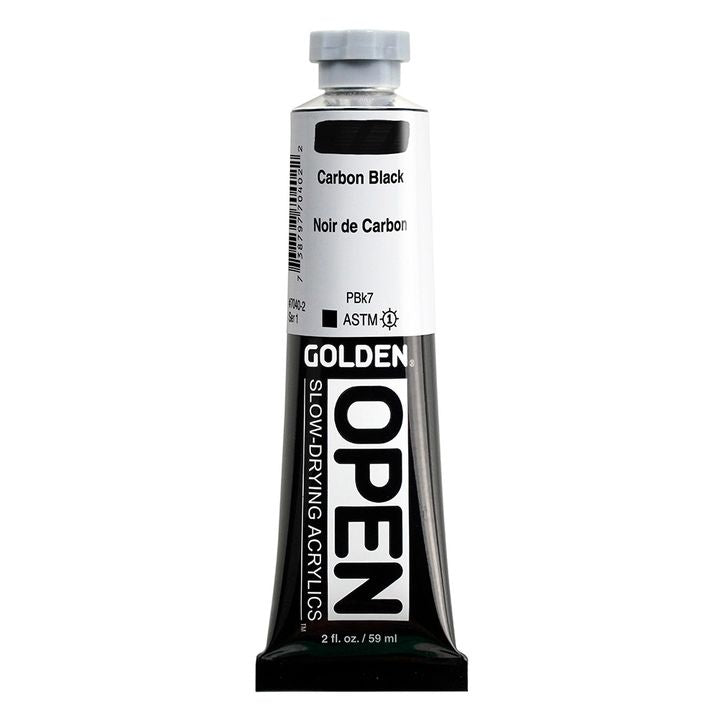 GOLDEN OPEN Slow-Drying Acrylfarbe 59 ml | verschiedene Farbtöne | 7040 Carbon Schwarz