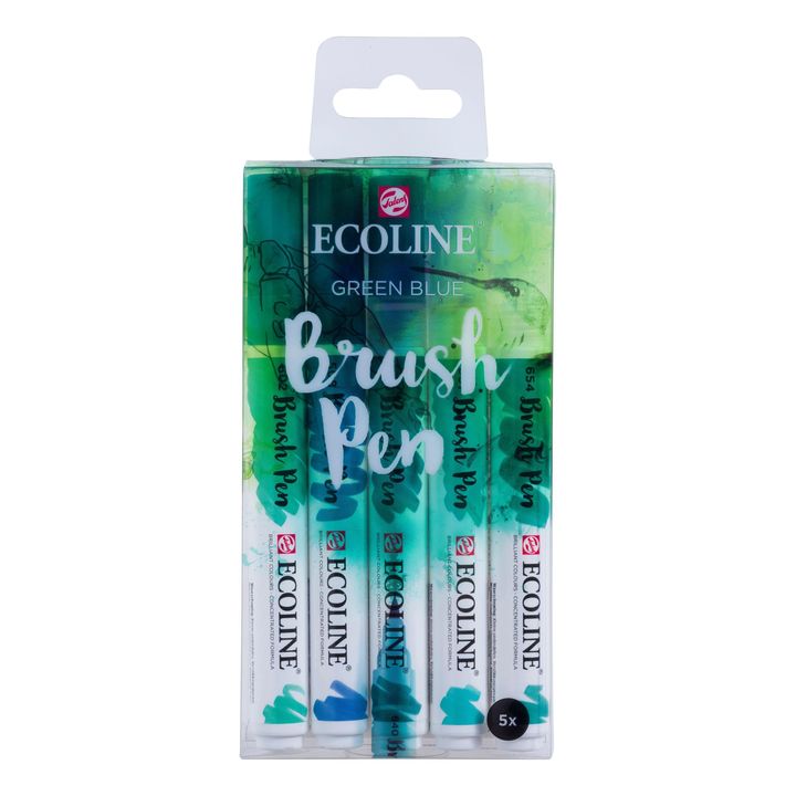 Akvarelové perá Ecoline Brush Pen Green Blue — obrázok 1
