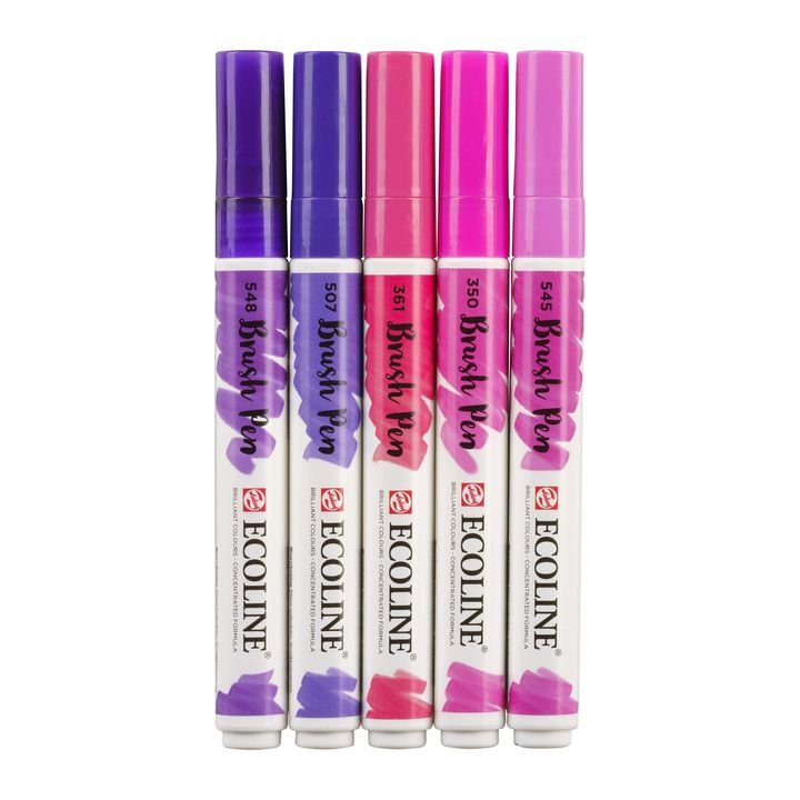 Akvarelové perá Ecoline Brush Pen Violet — obrázok 5
