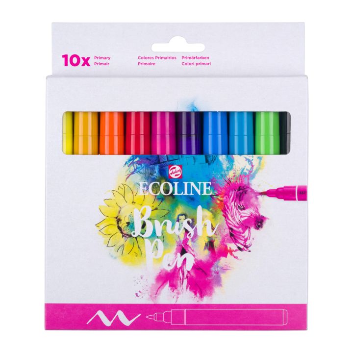 Akvarelové perá Ecoline Brush Pen základné odtiene 10 ks — obrázok 3