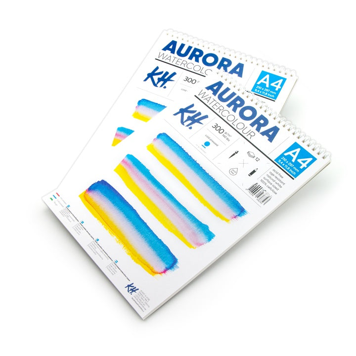 Akvarelový blok AURORA cold press so špirálou - 12 listový | rôzne formáty — obrázok 3