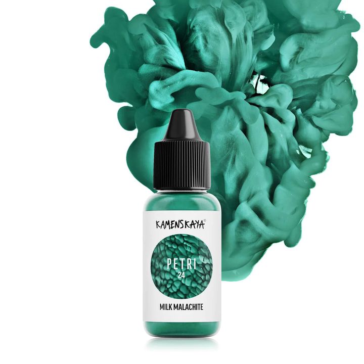 Kamenskaya Petri Inks für Epoxidharz 15 ml | verschiedene Farben | Petri 24 Milchmalachit
