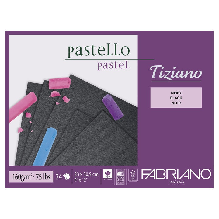 FABRIANO Tiziano Skizzenblock für Pastell – Schwarz, verschiedene Größen