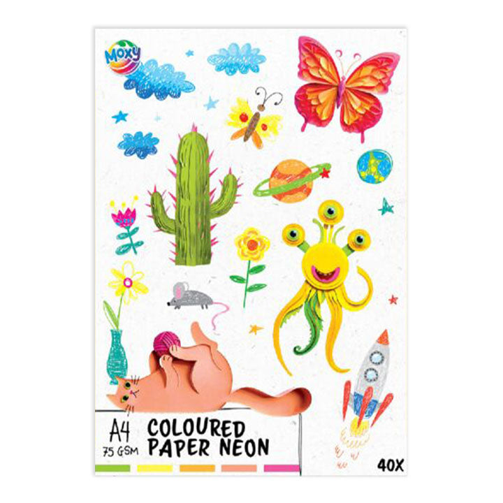Farebný papier neónový A4 mix 5 farieb | 40 listov — obrázok 2