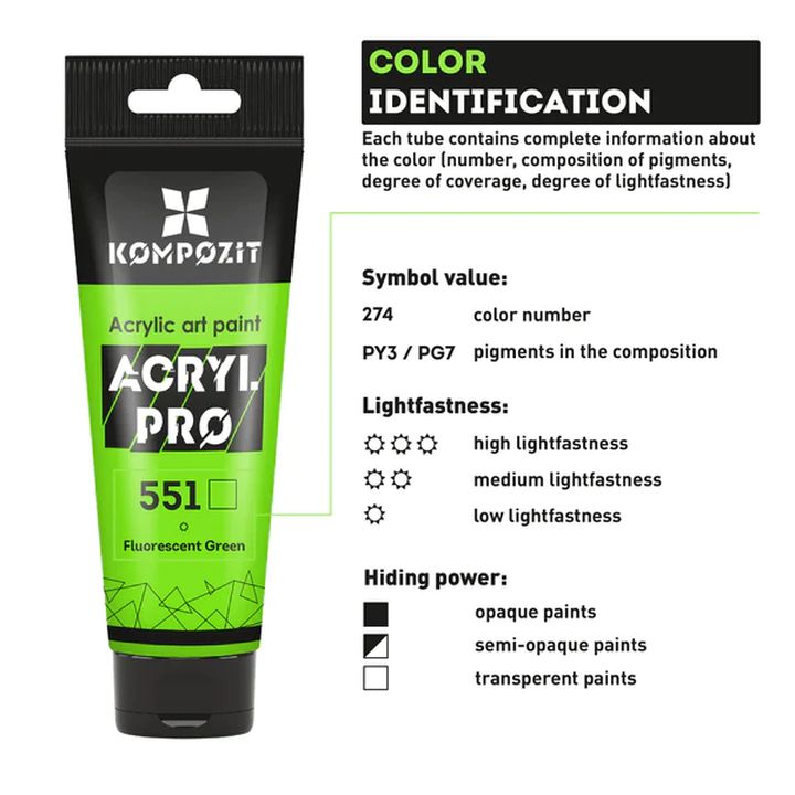 Fluorescenčná akrylová farba ACRYL PRO ART Kompozit 75 ml | rôzne odtiene — obrázok 2
