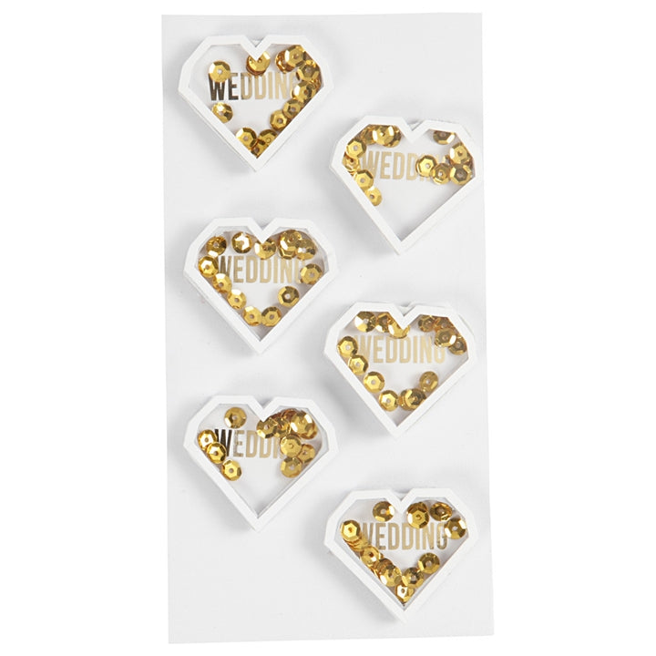 Dekorative Hochzeits-Sticker in Herzform mit goldenen Pailletten | ARTMIE
