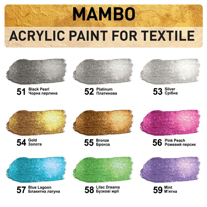 Komplet barv za tekstil in usnje Mambo Metallic – pogled 2