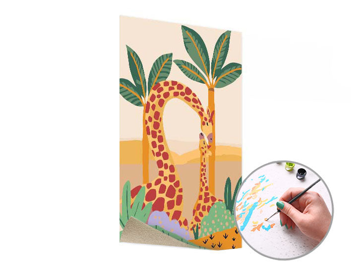 Malen nach Zahlen Set mit Giraffe und Jungtier Motiv | ARTMIE
