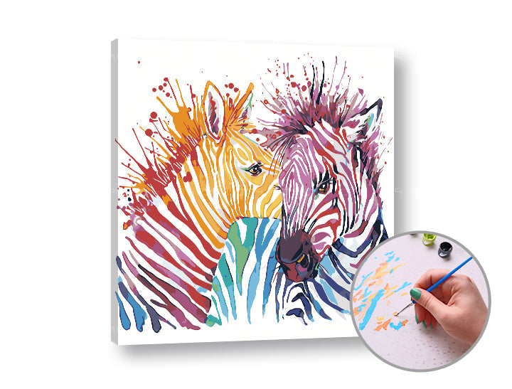 Malen nach Zahlen Set mit dem Motiv verliebte Zebras | ARTMIE