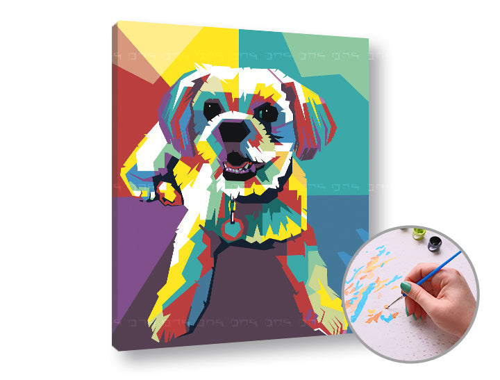 Malen nach Zahlen WHITE DOG | niedriger Schwierigkeitsgrad — Bild 4