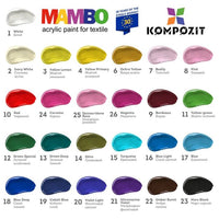 MAMBO Ακρυλική μπογιά για υφάσματα και δέρμα 50ml | Διάφορες αποχρώσεις