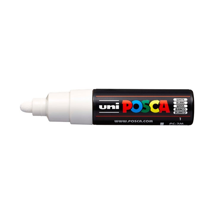 UNI POSCA Marker PC-7M 4,5 – 5,5 mm | verschiedene Farben | weiß (1)
