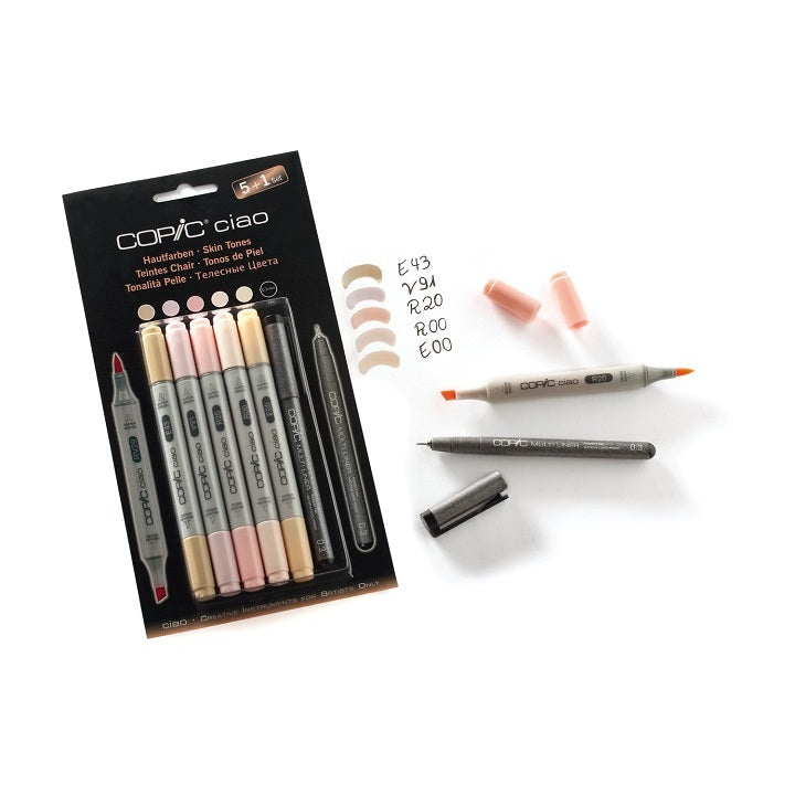 Popisovače COPIC Ciao Skin Tones / sada 5+1