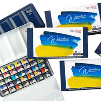 Aquarellfarbenset "Classic" ROSA GALLERY, Metallkoffer, 35 Farben, volle Töpfe
