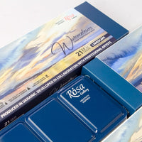 Aquarellfarben-Set "Landschaft" ROSA GALLERY, Metallkoffer, Indigo, 21 Farben, volle Töpfe