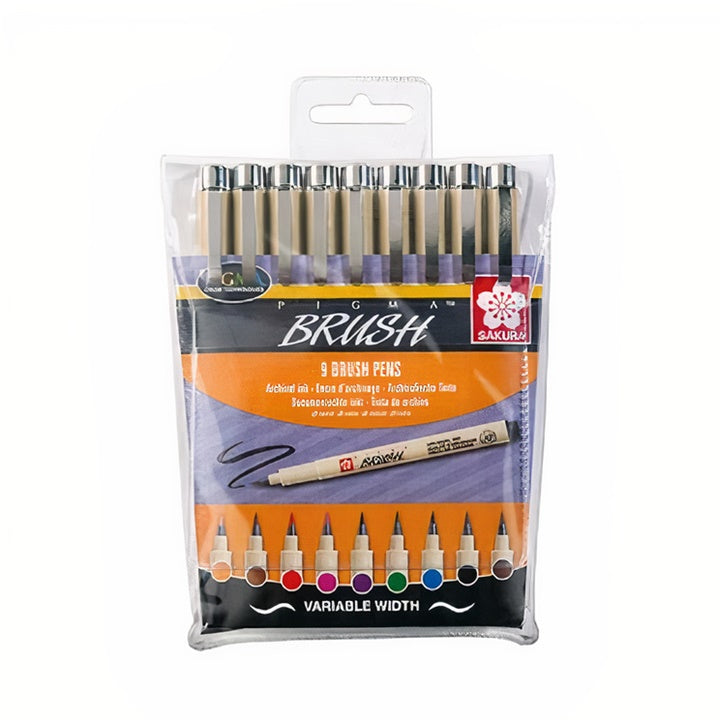 Sada kreatívnych pier SAKURA Pigma Brush / 9 dielna